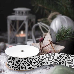 Ruban Gros-grain Simple Joli Tourbillonnant Floral Print Chic Blanc