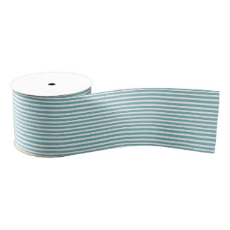 Ruban Gros-grain Simple Modern Teal and White Striped Minimalist