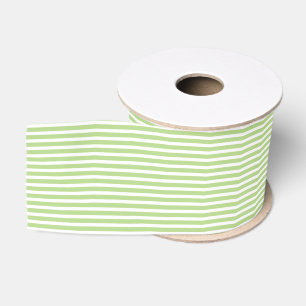 Ruban Gros-grain Simple Moderne Vert Citron Blanc Rayé Minimaliste