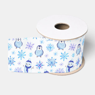 Ruban Gros-grain Snowflakes, Snowmen et Pingouins de Noël