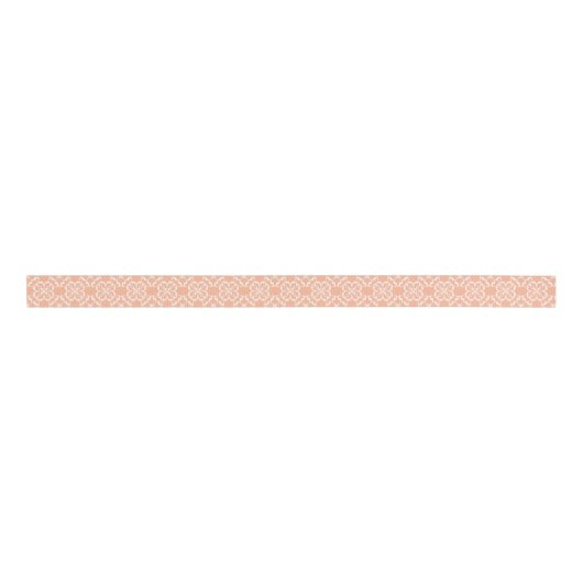Ruban Gros-grain Soft Orange & White Floral Lattice Pattern (Devant)