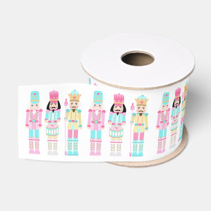 Ruban Gros-grain Soldats de ballet Casse-Noisette pastel rose Noël