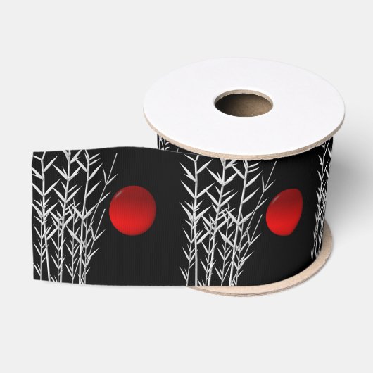 Ruban Gros-grain Soleil rouge noir blanc zen (Bobine)