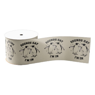 Ruban Gros-grain Sons Pingouin Sonner Gay Je Suis Dans Vintage Quee