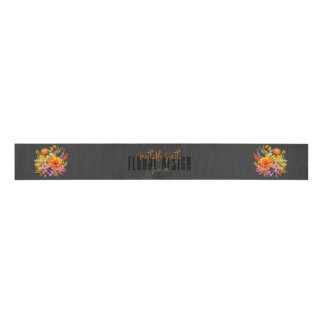 Ruban Gros-grain Sophisticated Floral Design Black Orange Flowers