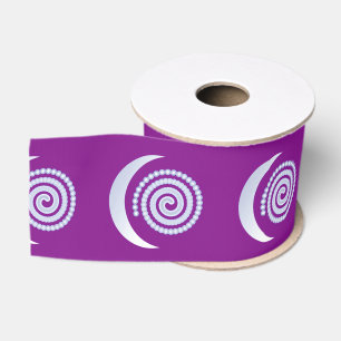 Ruban Gros-grain Spirale de Lune Argentée sur fond violet