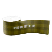 Ruban Gros-grain Superbe Plaid vert olive - Votre Nom / Salutation (Bobine)