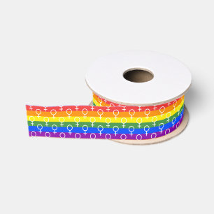 Ruban Gros-grain Symbole féminin Motif arc-en-ciel