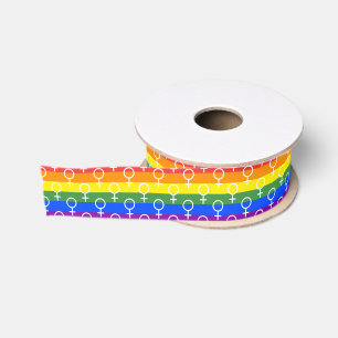 Ruban Gros-grain Symbole féminin Motif arc-en-ciel
