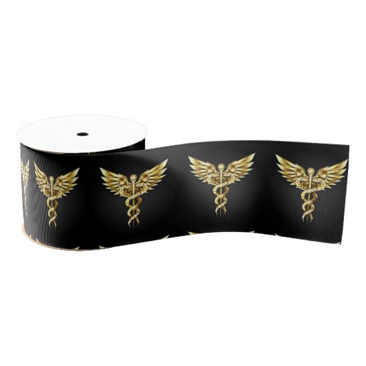 Ruban Gros-grain Symbole Polygonal Or Caduceus (Bobine)