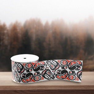 Ruban Gros-grain Symbole rouge noir haïda ours Motif de la fierté a