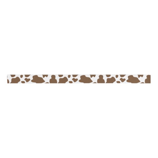 Ruban Gros-grain Taches de vache marron motif faux cuir de vache (Devant)