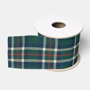 Ruban Gros-grain Tartan Prépa à carreaux vert et marine Noël