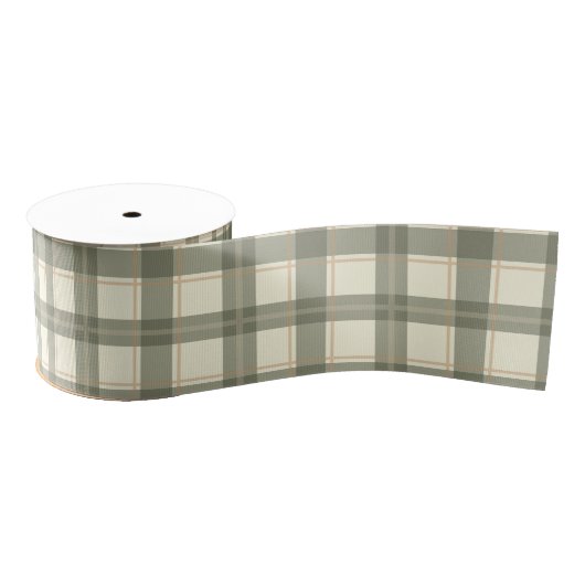 Ruban Gros-grain Tartan Sage Classique (Bobine)