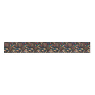 Ruban Gros-grain Teal Tribal "Anciennes Chroniques Indigènes" Grosg