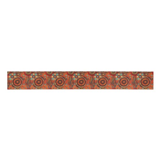 Ruban Gros-grain Teal tribal "Echos complexes" Arural Grosgrain Ri (Devant)