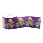 Ruban Gros-grain Teddy Bears Tangled In Christmas Lights On Purple (Bobine)