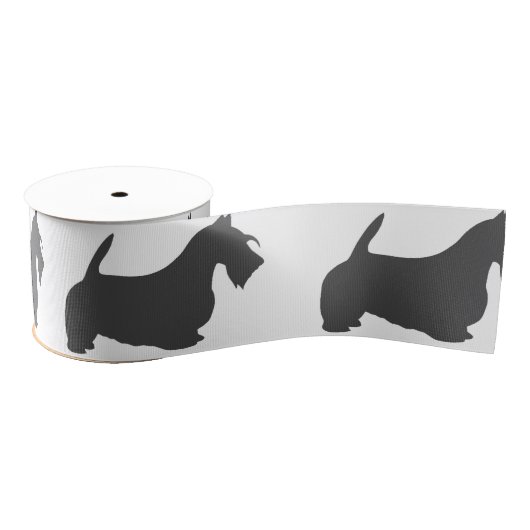 Ruban Gros-grain terrier écossais DK silhouette.png gris (Bobine)