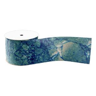 Ruban Gros-grain Texture de marbre vert Turquoise bleu
