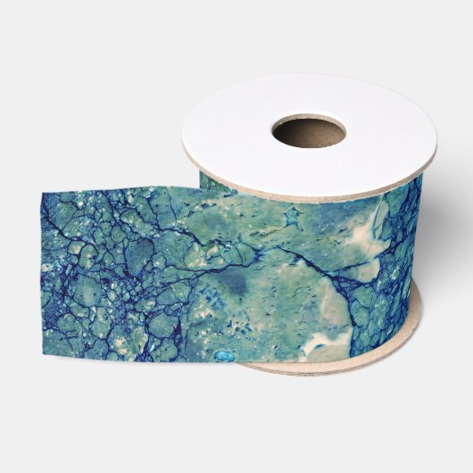 Ruban Gros-grain Texture de marbre vert Turquoise bleu (Bobine)
