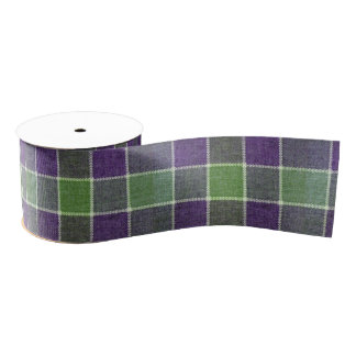 Ruban Gros-grain Tissu de laine vert et mauve