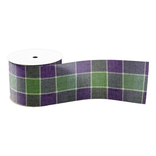 Ruban Gros-grain Tissu de laine vert et mauve (Bobine)
