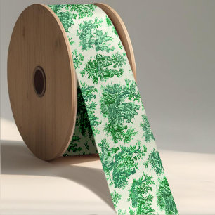 Ruban Gros-grain Toile de Jouy Grosgrain Floral Vert Vintage
