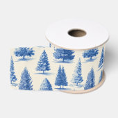 Ruban Gros-grain toile de Noël bleue (Bobine)