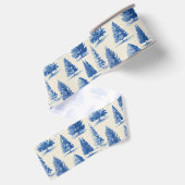Ruban Gros-grain toile de Noël bleue (Dos)