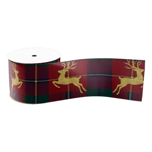 Ruban Gros-grain Traditional Christmas Reindeer Plaid (Bobine)