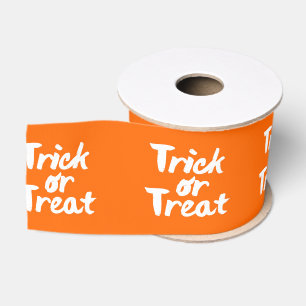 Ruban Gros-grain Trick ou traiter Halloween Orange White Brush Stro