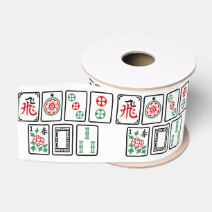 Ruban Gros-grain Tuiles de Mahjong #1 conçues pour 3”