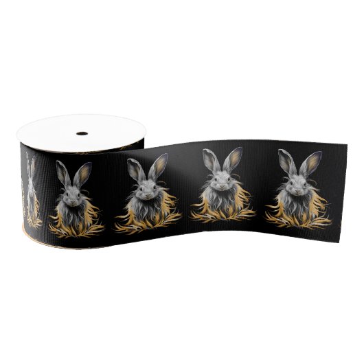 Ruban Gros-grain Un lapin gris génial en feu (Bobine)