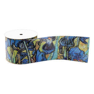 Ruban Gros-grain Van Gogh irise le ruban floral de gros-grain de