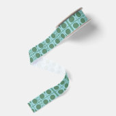 Ruban Gros-grain Vert Rétro et pois turquoise (Dos)