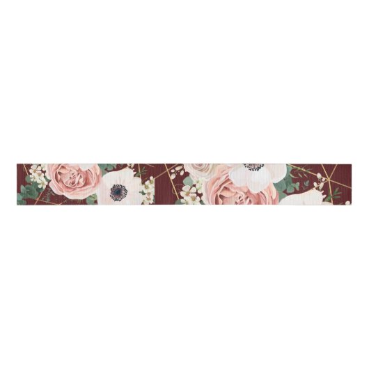 Ruban Gros-grain Vin de Rose de jardin géométrique de 3" Grosgrain (Devant)