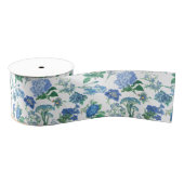 Ruban Gros-grain Vintage Blue Flowers Ribbon (Bobine)