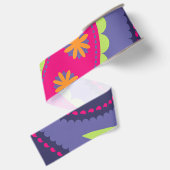 Ruban Gros-grain Violet et rose paisley (Dos)