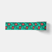 Ruban Gros-grain William Morris Anemone, Deep Red et Turquoise (Devant)