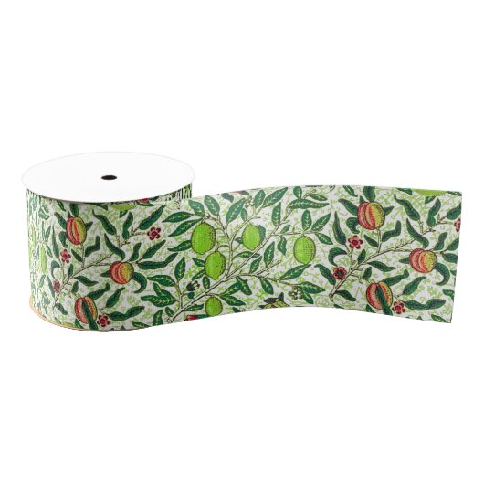 Ruban Gros-grain William Morris Fruits exotiques, Lime Green (Bobine)