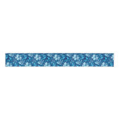 Ruban Gros-grain William Morris Iris et Lily, Indigo Blue & White (Devant)