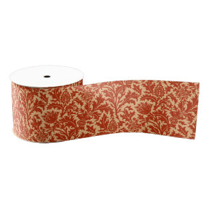 Ruban Gros-grain William Morris Thistle Damask, Mandarin Orange