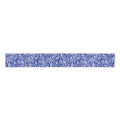 Ruban Gros-grain William Morris Thistle Damask White sur Cobalt Blu (Devant)