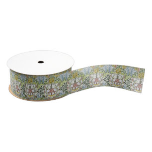 Ruban Gros-grain William Morris Vintage Myrte vert rose