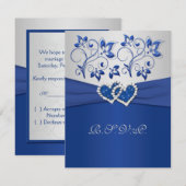 Ruban imprimé Carte de réponse Cœurs unis Bleu Arg (Devant / Derrière)