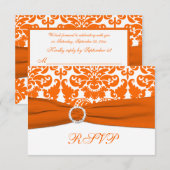 Ruban imprimé Carte de réponse damassée orange et  (Devant / Derrière)
