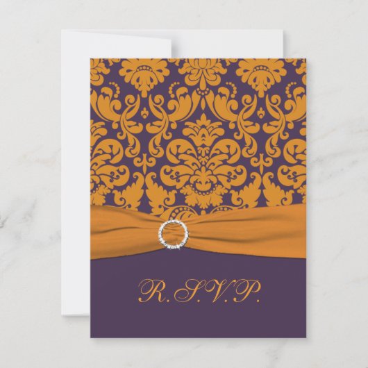 Ruban imprimé Carte de réponse damassée violette e (Devant)