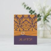 Ruban imprimé Carte de réponse damassée violette e (Debout devant)