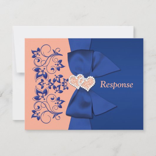 RUBAN IMPRIMÉ Carte de réponse de mariage florale (Devant)