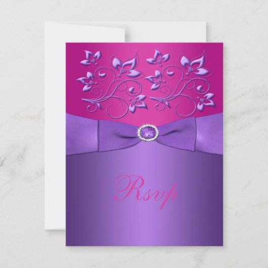 RUBAN IMPRIMÉ Carte de réponse florale Fuchsia vio (Devant)